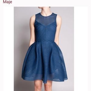 Beautiful Maje Renazzo Navy blue mesh skater party dress